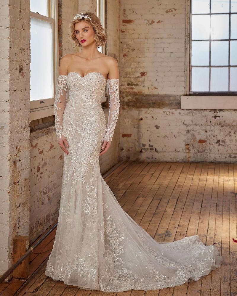 123235 strapless lace wedding dress with overskirt5